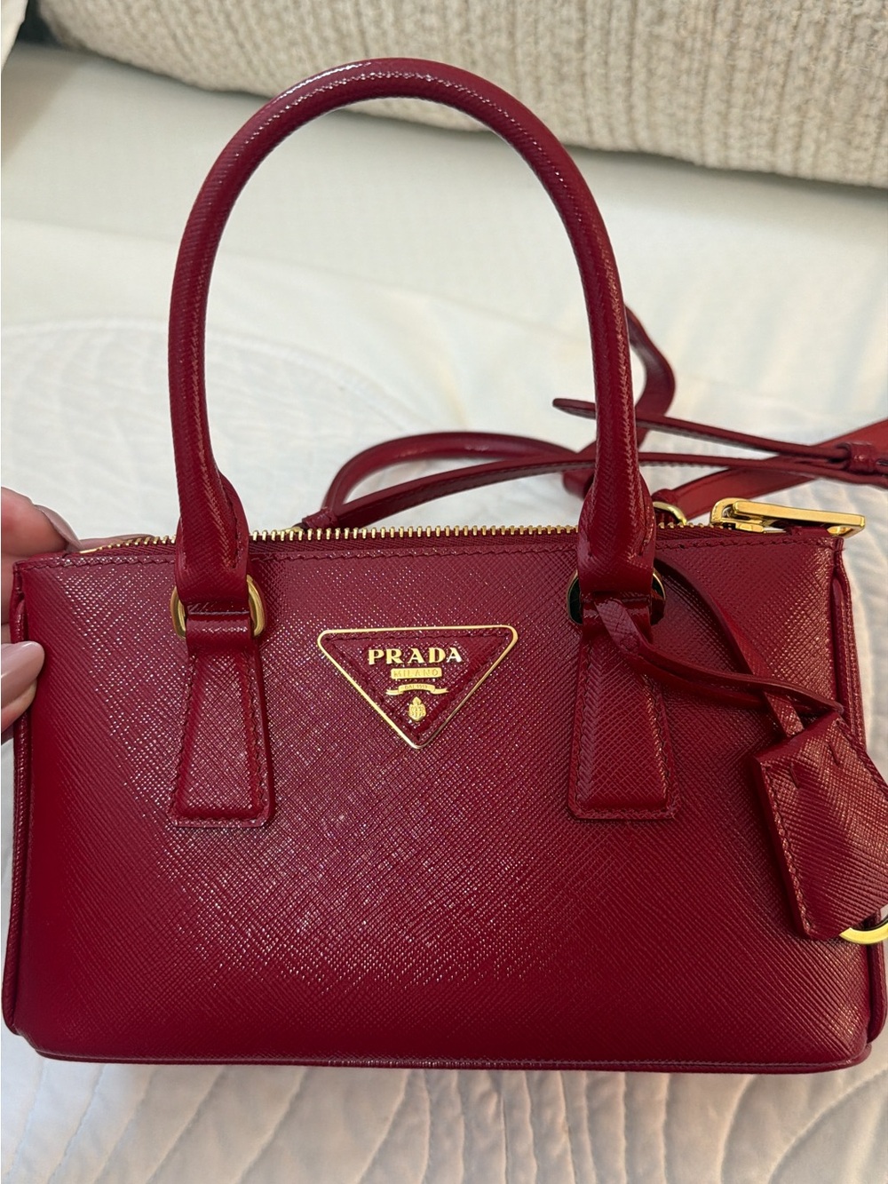 Prada Cherry Red Saffiano Mini Satchel